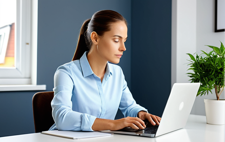 A professional individual in a modest, smart casual business outfit, seated calmly at a clean, minimalist desk in a modern, brightly lit home office. The subject is intently focused on a laptop screen, which displays an uncluttered interface, free from notifications, embodying "deep work" and mindful productivity. The background features natural light and a few tasteful, non-distracting elements like a potted plant.
    *   safe for work, appropriate content, fully clothed, professional, perfect anatomy, correct proportions, natural pose, well-formed hands, proper finger count, natural body proportions, high-quality photograph, sharp focus, harmonious colors, natural lighting, professional photography, studio quality.