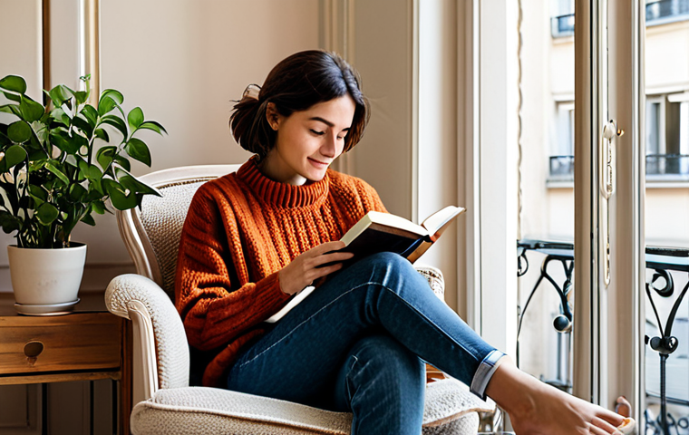 디지털 슬로우 라이프의 미래 전망 - Woman Reading in a Cozy Parisian Apartment**

"A woman sitting in a comfortable armchair in a Parisi...
