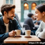 Home 17 슬로우 라이프와 인간 관계 개선 - A warm, cozy café scene in a quaint Parisian neighborhood, featuring two friends sitting at a small ...