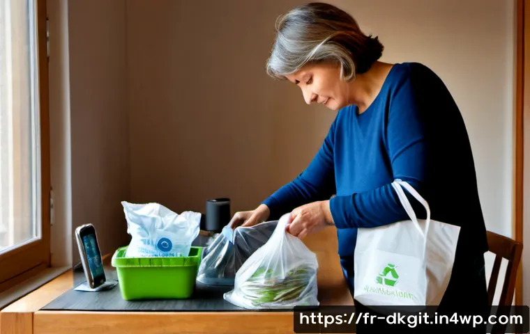Home 17 디지털 슬로우 라이프의 사회적 책임 - Photorealistic French urban apartment scene, a middle-aged woman calmly repairing a small household ...