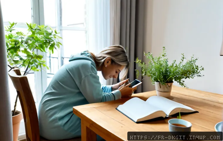 Home 17 디지털 슬로우 라이프를 위한 건강한 라이프스타일 - Photorealistic slow digital wellness morning in a bright French apartment, relaxed middle-aged woman...